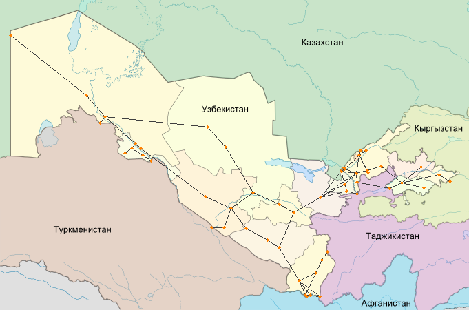 Карта Узбекистана
