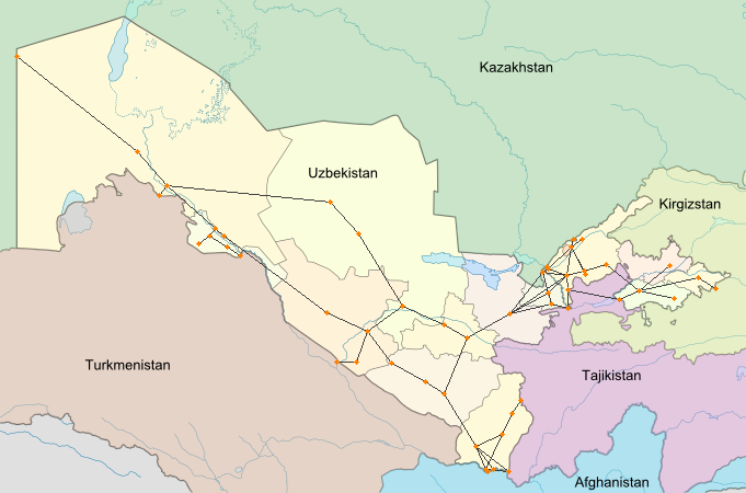 Map of the Uzbekistan